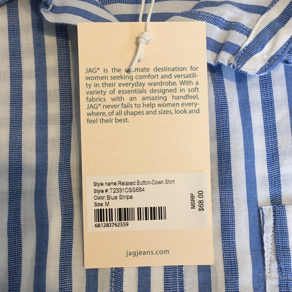 NWT JAG Jeans Women's Relaxed Button-Down Shirt, Blue Stripe, Women's Medium - Picture 7 of 12